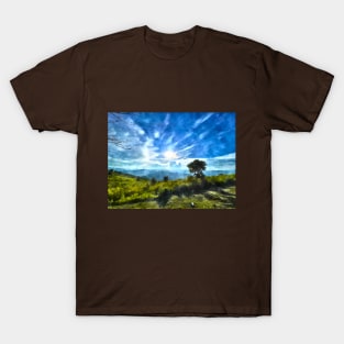 Mountain and sunshine watercolor art T-Shirt